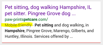 Google SERPs show mobile-friendly websites