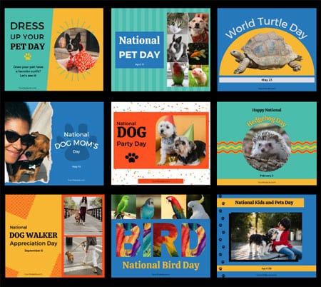 Canva holiday templates for pet businesses.