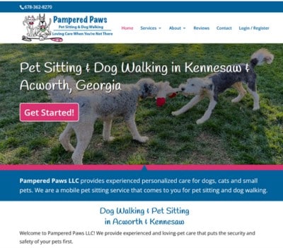 pet sitter website design.