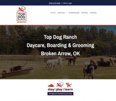 dog daycare and boarding website design.