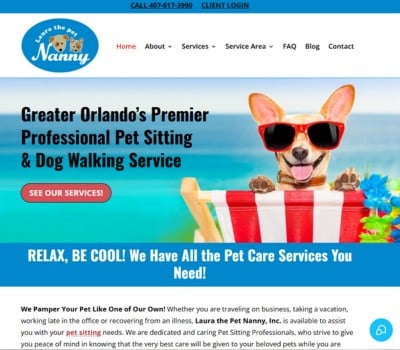 pet sitter website design.