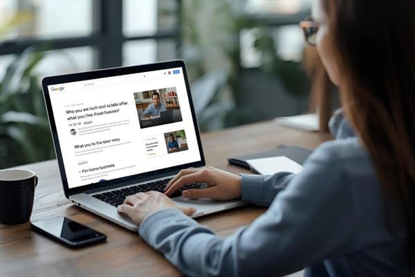 woman searching on AI.